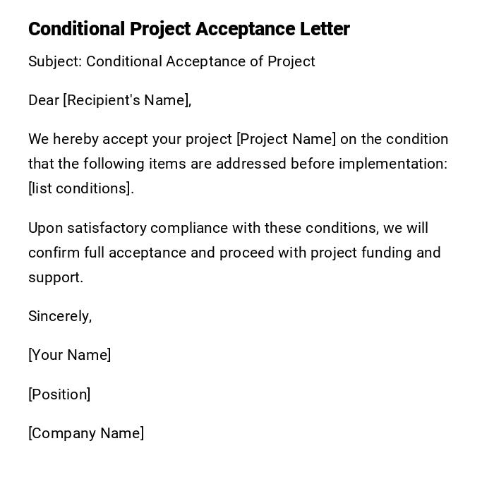 Conditional Project Acceptance Letter