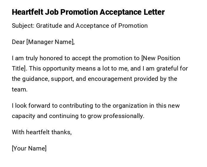 Heartfelt Job Promotion Acceptance Letter