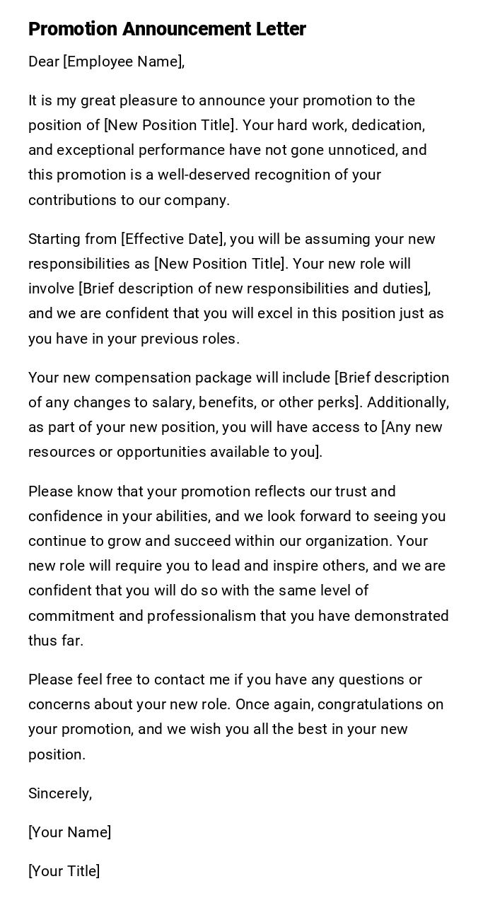 Promotion Announcement Letter