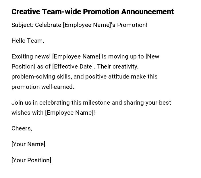 Creative Team-wide Promotion Announcement