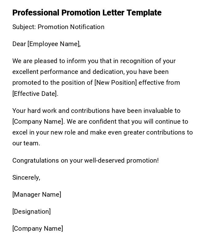 Professional Promotion Letter Template