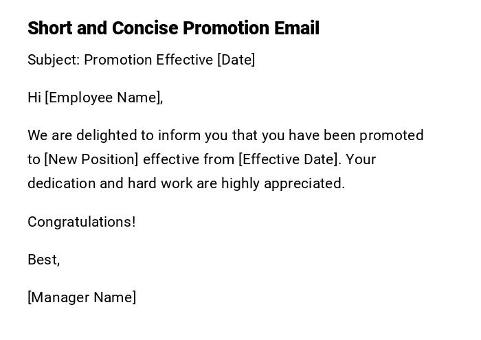 Short and Concise Promotion Email