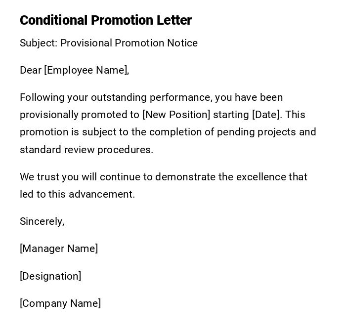 Conditional Promotion Letter