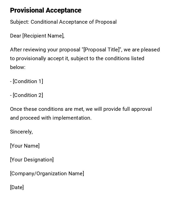 Provisional Acceptance
