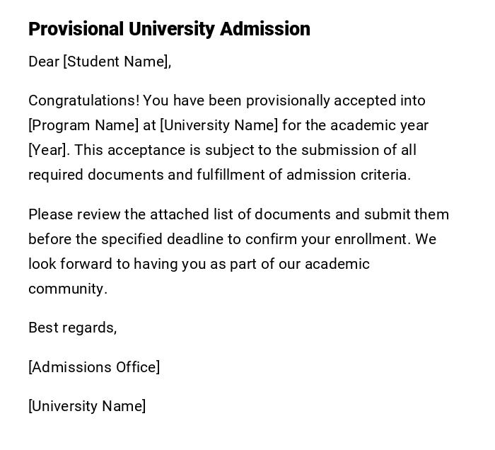 Provisional University Admission