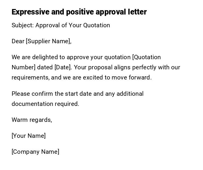 Expressive and positive approval letter