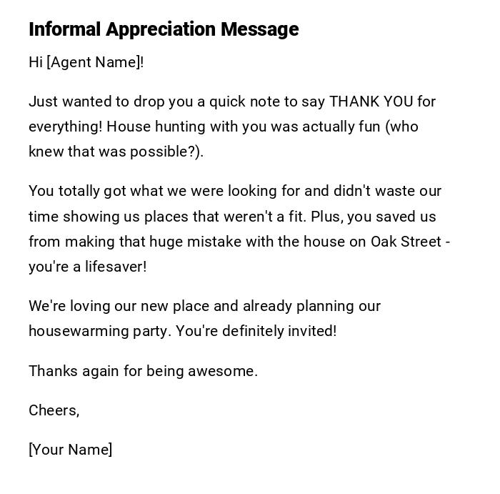 Informal Appreciation Message