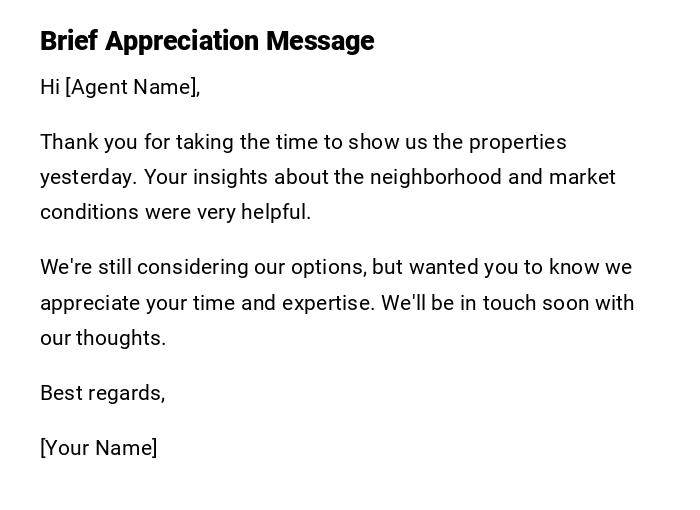 Brief Appreciation Message