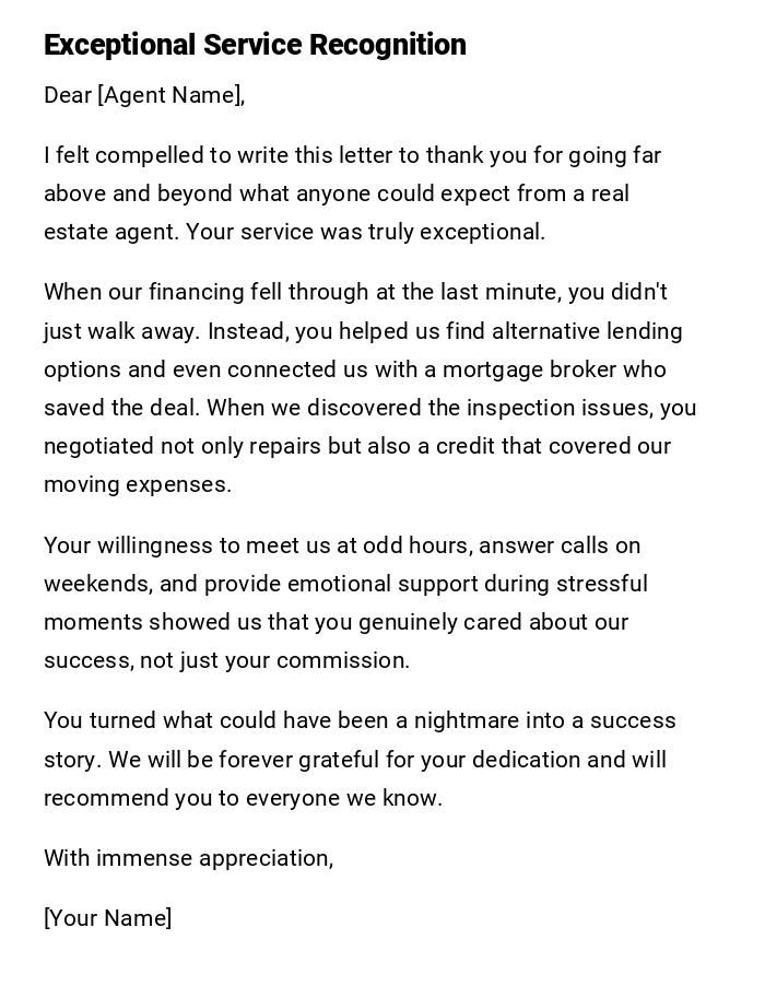 Exceptional Service Recognition