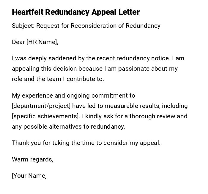 Heartfelt Redundancy Appeal Letter