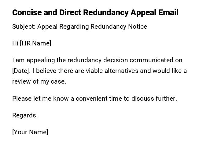 Concise and Direct Redundancy Appeal Email