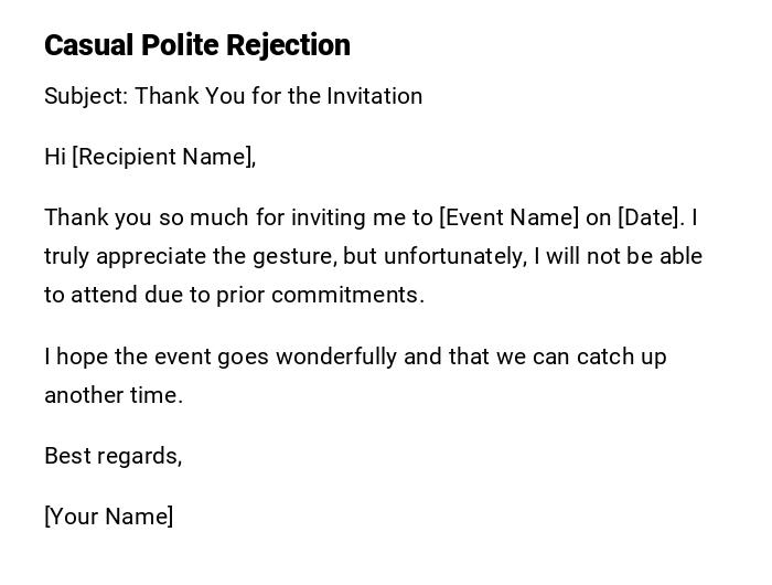 Casual Polite Rejection