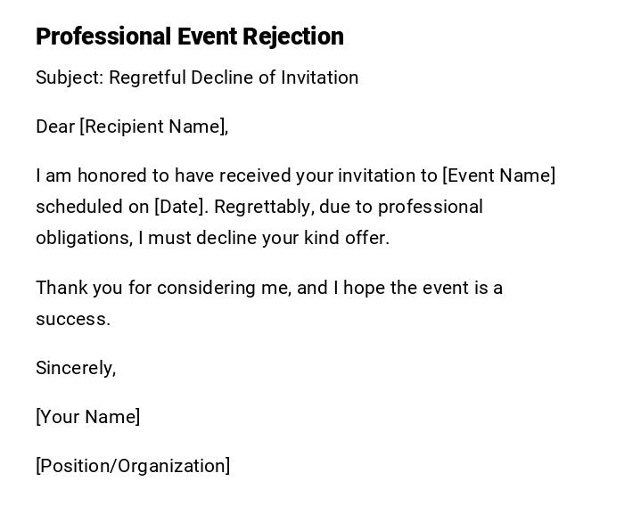 Professional Event Rejection