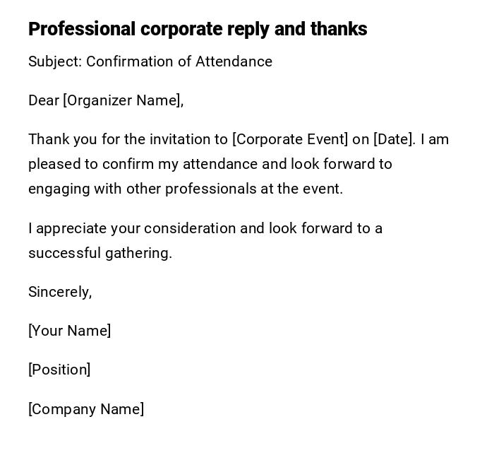 Professional corporate reply and thanks