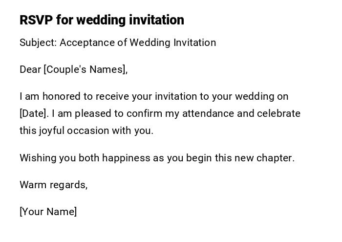 RSVP for wedding invitation