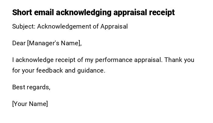 Short email acknowledging appraisal receipt