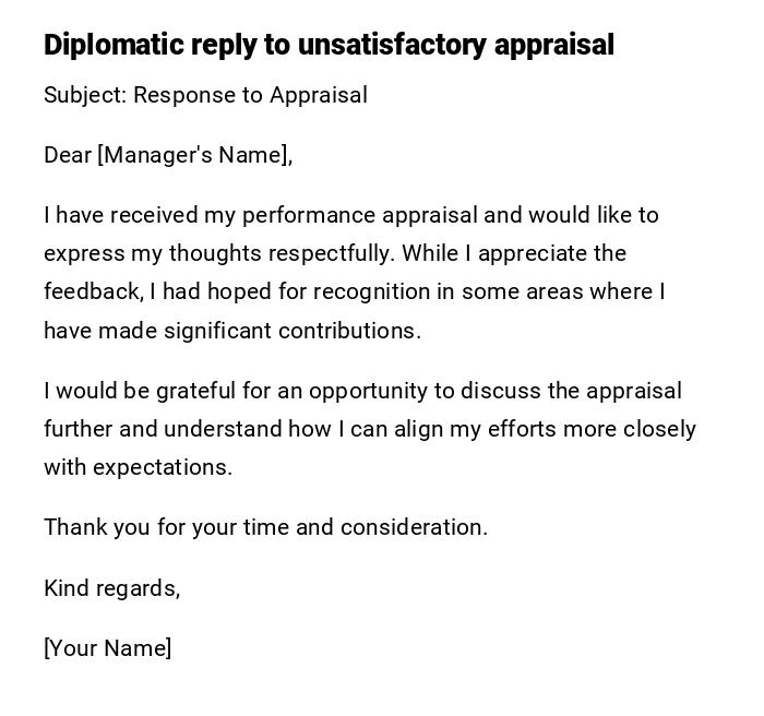 Diplomatic reply to unsatisfactory appraisal