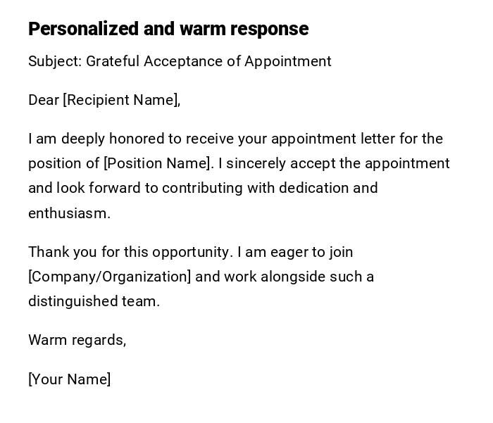 Personalized and warm response