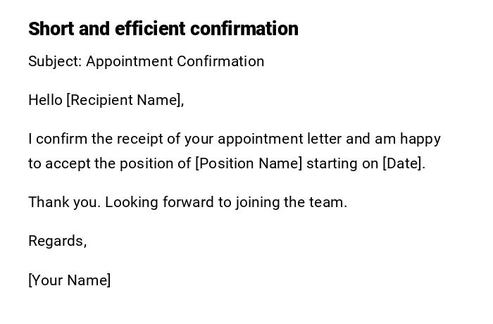 Short and efficient confirmation