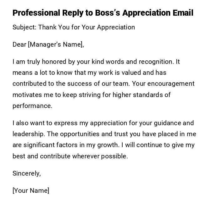 Professional Reply to Boss’s Appreciation Email