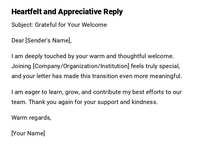 Heartfelt and Appreciative Reply