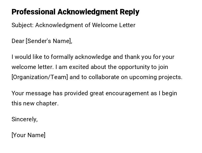 Professional Acknowledgment Reply