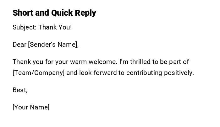 Short and Quick Reply