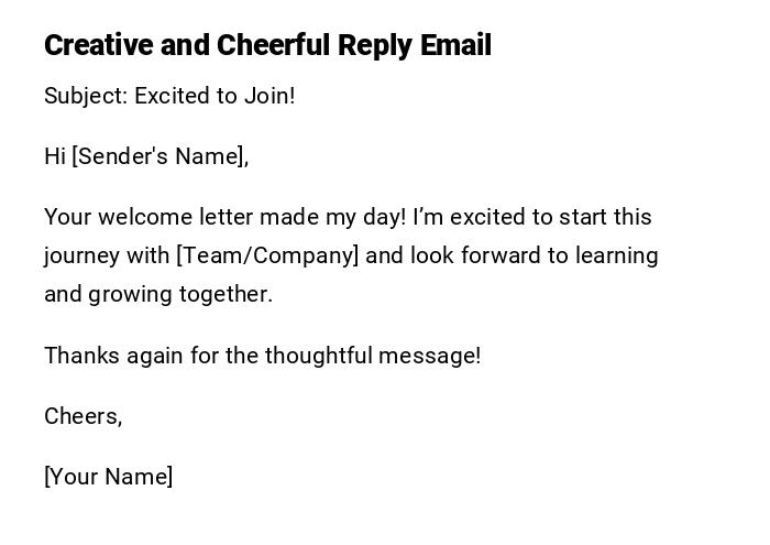Creative and Cheerful Reply Email