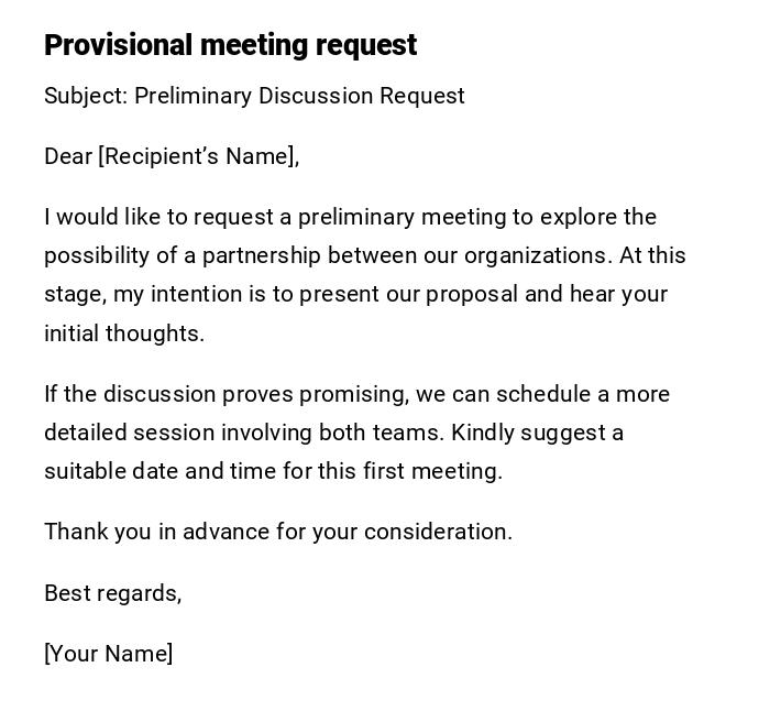 Provisional meeting request