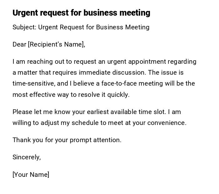 Urgent request for business meeting