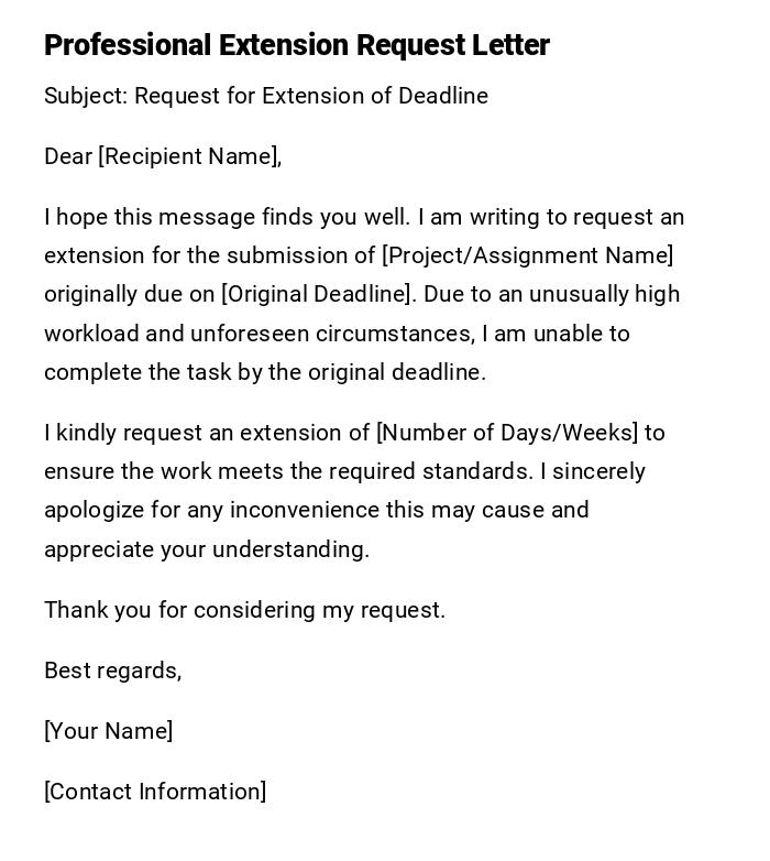 Professional Extension Request Letter