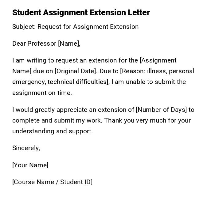 Student Assignment Extension Letter