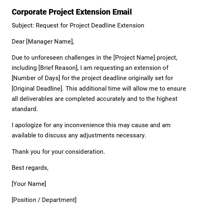 Corporate Project Extension Email