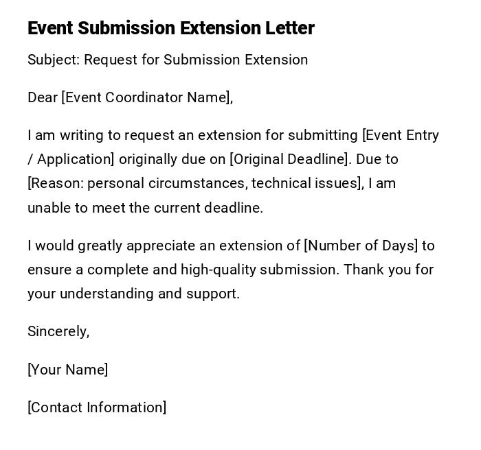 Event Submission Extension Letter