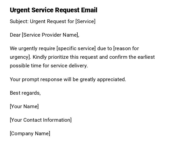Urgent Service Request Email
