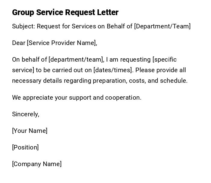 Group Service Request Letter
