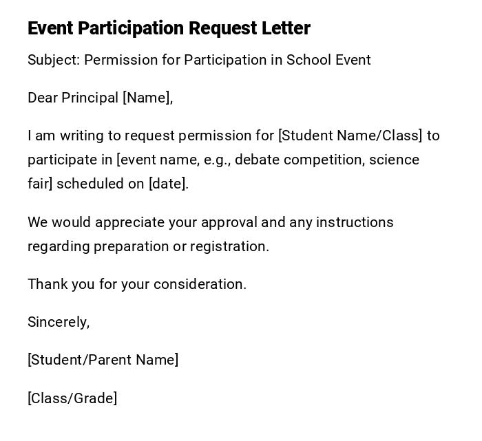 Event Participation Request Letter