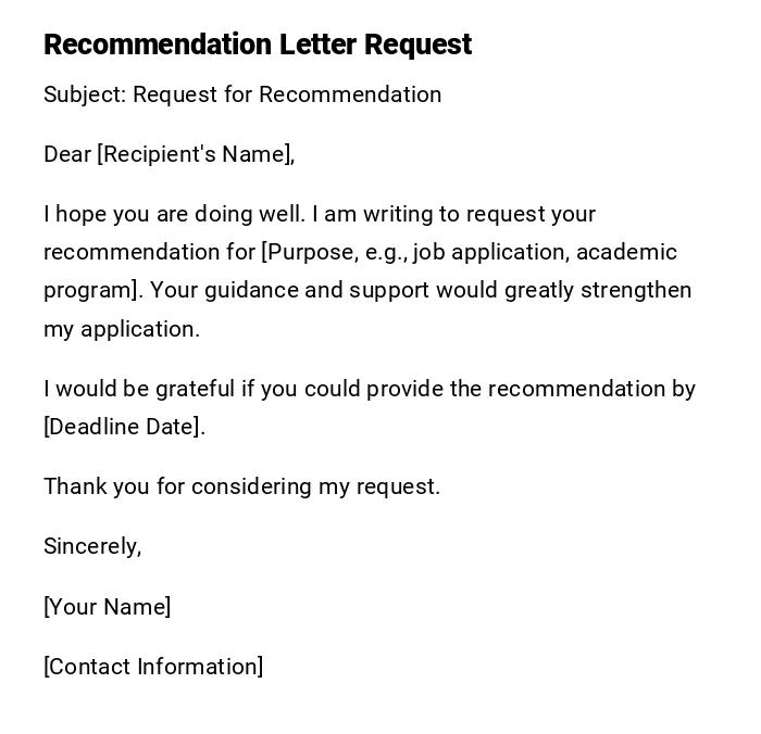 Recommendation Letter Request