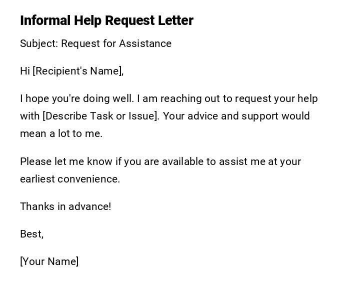 Informal Help Request Letter