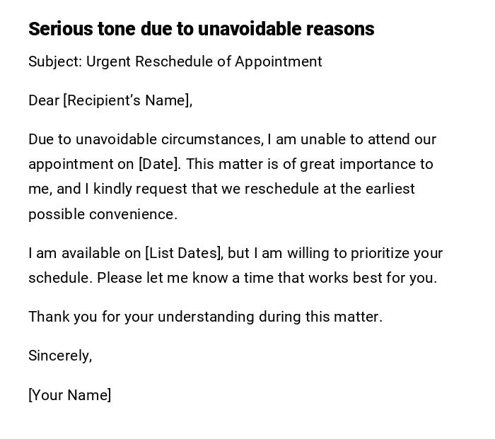 Serious tone due to unavoidable reasons