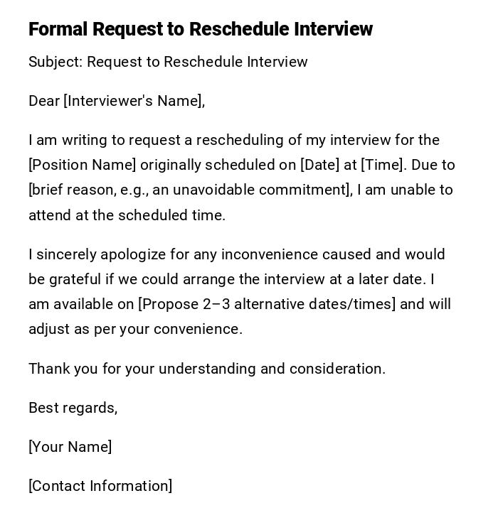 Formal Request to Reschedule Interview