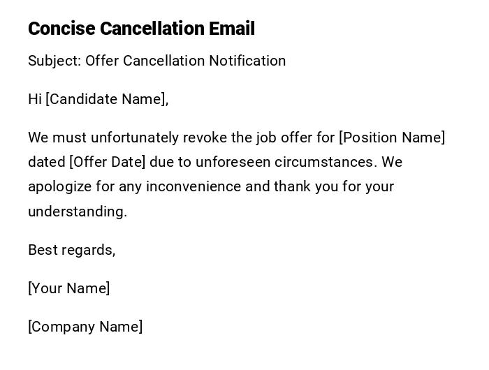 Concise Cancellation Email