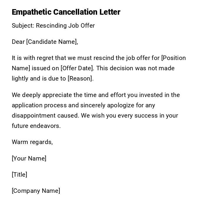 Empathetic Cancellation Letter