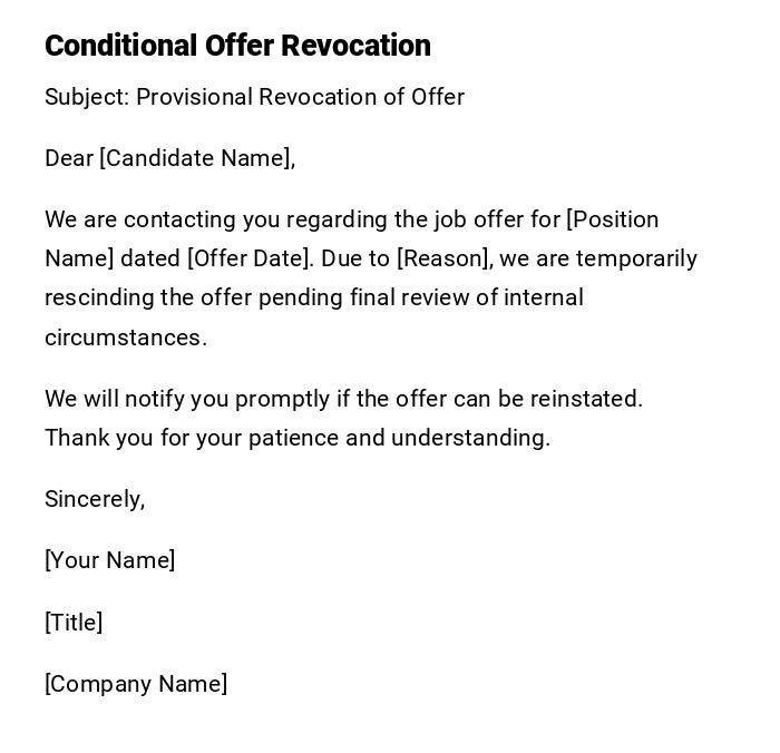 Conditional Offer Revocation