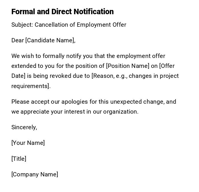 Formal and Direct Notification