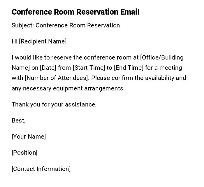 Conference Room Reservation Email