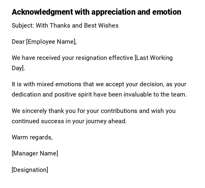 Acknowledgment with appreciation and emotion