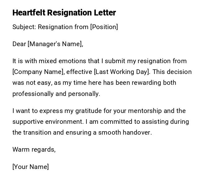 Heartfelt Resignation Letter
