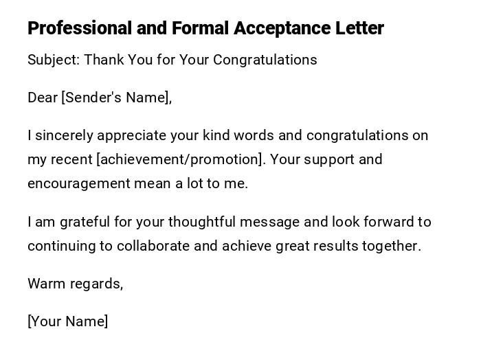 Professional and Formal Acceptance Letter