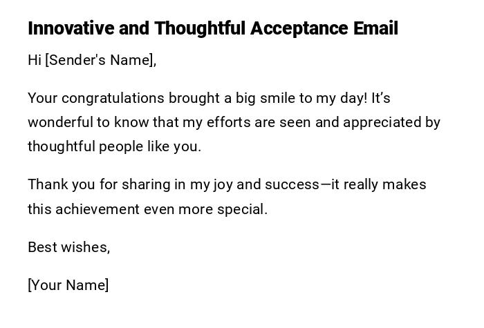 Innovative and Thoughtful Acceptance Email